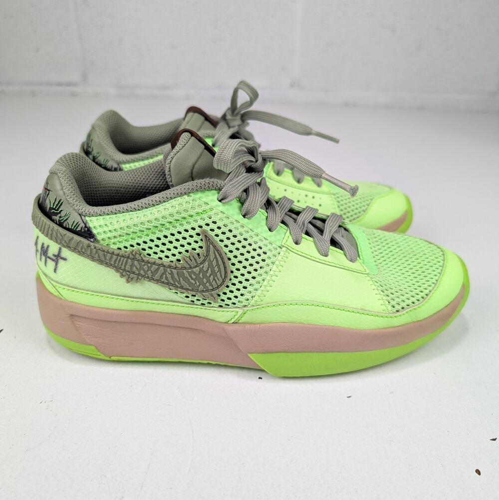 Nike Ja 1 NRG Halloween Zombie Basketball Sneaker - Lime Green/Olive - Youth 5.5